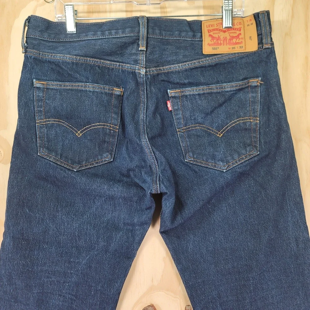 Levi's 501 Original Fit Jeans Men 35x29.5 Blue Good Straight Leg Button Fly